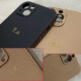 iPhone15シリーズ登場❣ラムスキンの イニシャル入れ ラグジュアリー オーダーメイド5色 iPhone用ケース(色なし3D刻印)