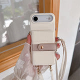便利な ウォレット型 ミラー カードホルダー クロスボディストラップ付きケース ４色 iPhone用ケース
