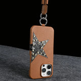 プレミアムスター 本革レザー クロスボディ iPhone用ケース｜ストラップ付き 大人の高級スマホカバー