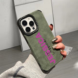 【名入れ可】iPhone 17～14対応｜2色×2書体で重ね刻印できるフェイクレザーiPhone用ケース｜大人可愛いカスタマイズスマホケース