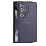 大人カッコいい クラシックレザー Samsung Galaxy用ケース｜「名入れ・文字入れ対応」3色展開 ワイヤレス充電可（Colorless中央3D刻印）