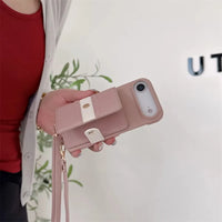 便利な ウォレット型 ミラー カードホルダー クロスボディストラップ付きケース ４色 iPhone用ケース