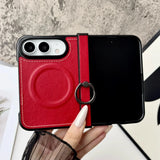 iPhone Duo用 MagSafe対応 PUレザーケース｜リングホルダー・スタンド機能・耐衝撃・ヒンジ保護カバー