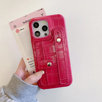 クロコダイルテクスチャー カード収納 ホールダー付き 5色 iPhone用ケース