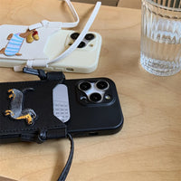 可愛いワンちゃん カードポケット付き クロースバディー 3色 iPhone用ケース