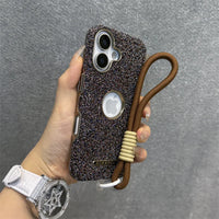 ラグジュアリー グリッター ダイヤモンドラインストーン リストストラップ付き 4色 iPhone用ケース