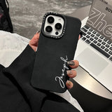 触り心地いい 筆記体でカッコよく高品質レザー 名入れ オーダーメイド ５色 iPhone用ケース(Side)
