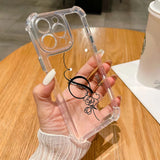 【名入れ可】 ローズ柄 クリア iPhone用ケース｜大人かわいい シリコン TPU 耐衝撃タイプ