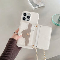 ツートンカラー メタルチェーン付き Small Mirror Card Holder ウォレット型 4色iPhone様ケース