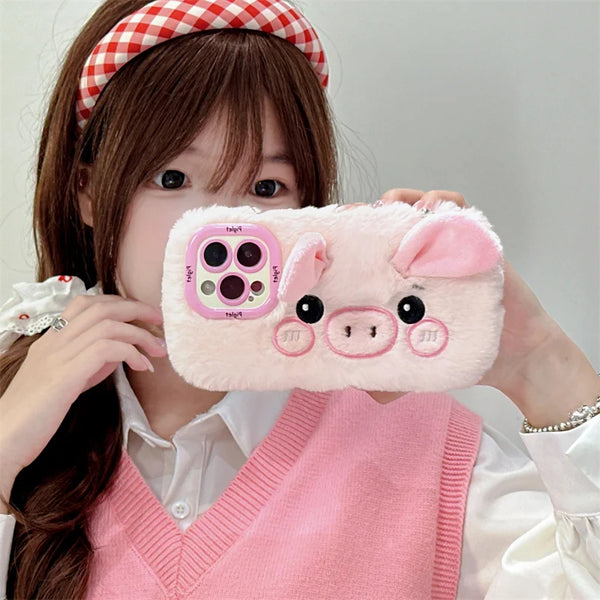 キュートなピンクピグのぬいぐるみ ストラップ付き iPhone用 キュートなピンクピグのぬいぐるみ ストラップ付き iPhone用