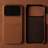 iPhone対応 本革 シュリンクレザー カード収納付き 10色 スマホケース
