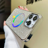 キラキラ ストーンが散りばめられたシャイニー グリッタープレーティング 4色 iPhone用ケース