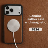 【MagSafe対応】本革 ライチレザー iPhone用ケース｜高級感 マグネット搭載 レザーケース iPhone17 Air / 17e / 16e / Pro Max対応
