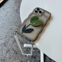 パールのチェン付き 大人可愛いチューリップの花 iPhone用ケース
