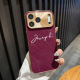 名入れオーダーメイド iPhone用ケース｜デニム調合成レザー・メッキ加工カメラ保護｜iPhone 15〜18対応