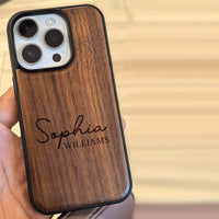レーザー刻印で ロゴ・写真・ 名入れ可 木製 ウッドケース ワイヤレス充電可 3色 iPhone用ケース