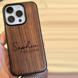 レーザー刻印で ロゴ・写真・ 名入れ可 木製 ウッドケース ワイヤレス充電可 3色 iPhone用ケース