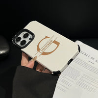 高級縦ストライプレーザー彫刻 大文字 イニシャル オーダーメイド iPhone用ケース