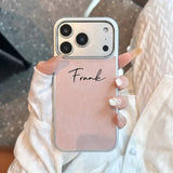 名入れ iPhone用ケース｜デニム調レザー・カスタムネーム対応