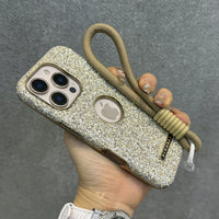 ラグジュアリー グリッター ダイヤモンドラインストーン リストストラップ付き 4色 iPhone用ケース