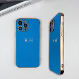 イニシャル入れ  ラグジュアリー Litchiレザーバンパーカバー オーダーメイド iPhone用ケース