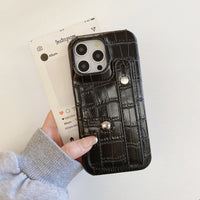クロコダイルテクスチャー カード収納 ホールダー付き 5色 iPhone用ケース