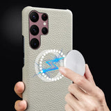 【MagSafe対応・本革】Galaxy S26 Ultra用ケース 高級レザーケース ワイヤレス充電対応 耐衝撃 ソフトTPUカバー