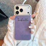 名入れ iPhone用ケース｜デニム調レザー・カスタムネーム対応