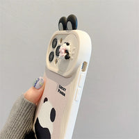3Dキュートなパンダが可愛い Push Window Camera Cover付 iPhone用ケース