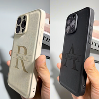 《16～14シリーズ》高品質レザー 大人カッコいい 大文字イニシャル 名入れ 文字入れ ８色 iPhone用ケース