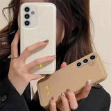 高品質レザー ゴールド色で 文字 刻印できる オーダーメイド ４色 Samsung Galaxy用ケース(ゴールド：下部3D刻印)