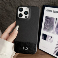 Magsafe機能付き 高品質フェイクレザー カスタム文字 Silver 刻印可 オーダーメイド ４色 iPhone用ケース