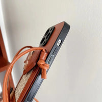 レザーウォレットケース付きクロースバディー2色iPhone用ケース