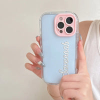 ラウンドエッジゼリー シンプルケース かわいいラインストーンでカスタマイズ 4色 iPhone用ケース