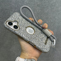 ラグジュアリー グリッター ダイヤモンドラインストーン リストストラップ付き 4色 iPhone用ケース