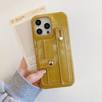 クロコダイルテクスチャー カード収納 ホールダー付き 5色 iPhone用ケース