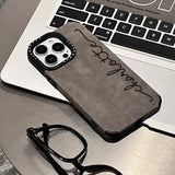 【名入れ可】大人かわいいアートフォント カスタマイズ フェイクレザーiPhone用ケース｜５色展開