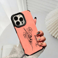 誕生花と名前をレーザー刻印 ４色 iPhone用ケース
