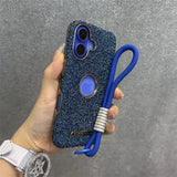 ラグジュアリー グリッター ダイヤモンドラインストーン リストストラップ付き 4色 iPhone用ケース