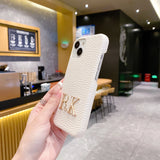 Gold Metal Letter イニシャル入れ カスタマ可ペブルドレザー(Pebbled Leather) 5色 iPhone用ケース