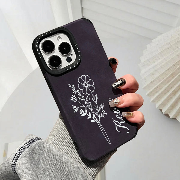 誕生花と名前をレーザー刻印 ４色 iPhone用ケース