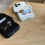 可愛いワンちゃん カードポケット付き クロースバディー 3色 iPhone用ケース