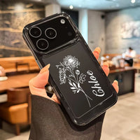 カスタム名 誕生花 好きな月の花柄 入り ロマンチックな贈り物 2色 iPhone用ケース