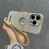 ラグジュアリー グリッター ダイヤモンドラインストーン リストストラップ付き 4色 iPhone用ケース