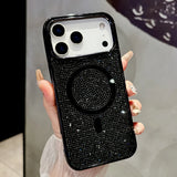 MagSafe対応 ダイヤモンド風 キラキラ iPhone用ケース｜グリッター マグネット充電対応 韓国風 おしゃれケース iPhone17 Air / Pro Max対応