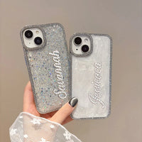 キラキラ きらめくグリッタースパンコールラインストーン付きiPhone用ケース