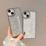 キラキラ きらめくグリッタースパンコールラインストーン付きiPhone用ケース