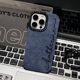 【名入れ可】大人かわいいアートフォント カスタマイズ フェイクレザーiPhone用ケース｜５色展開