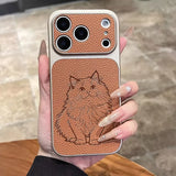 カスタム写真ラインアート iPhoneケース｜レーザー刻印・PUレザー｜iPhone 16〜18 Pro Max対応