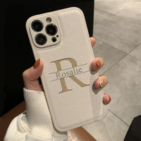 《13シリーズ～》高品質レザー 大人カッコいい 大文字イニシャル 名入れ 文字入れ ８色 iPhone用ケース